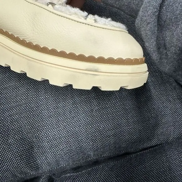 New Womens Sam Edelman Orelia Ivory Shearling Ankle Winter Snow Boots Size 9.5 M