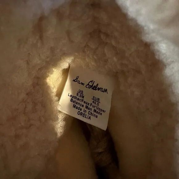 New Womens Sam Edelman Orelia Ivory Shearling Ankle Winter Snow Boots Size 9.5 M