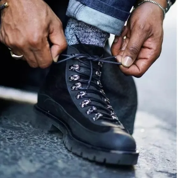 NIB Goodman GMB Black Leather/ Suede Hiking Boots Men's Size 9.5