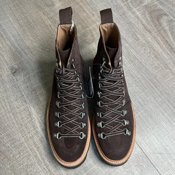 NIB GRENSON Women’s Brown Suede Leather Lace Up Nanette Hiker Boots