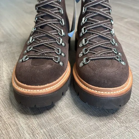 NIB GRENSON Women’s Brown Suede Leather Lace Up Nanette Hiker Boots