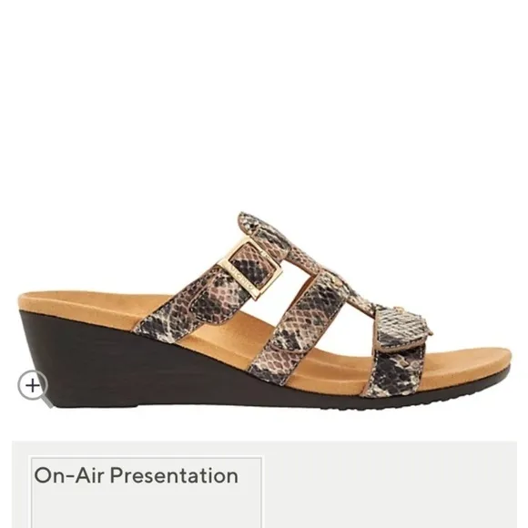 NIB Vionic sz 12 Park Radia snake print wedge sandals