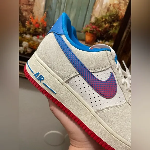Nike Air Force 1 Sneakers with Blue and Red Accents