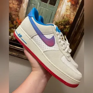 Nike Air Force 1 Sneakers with Blue and Red Accents