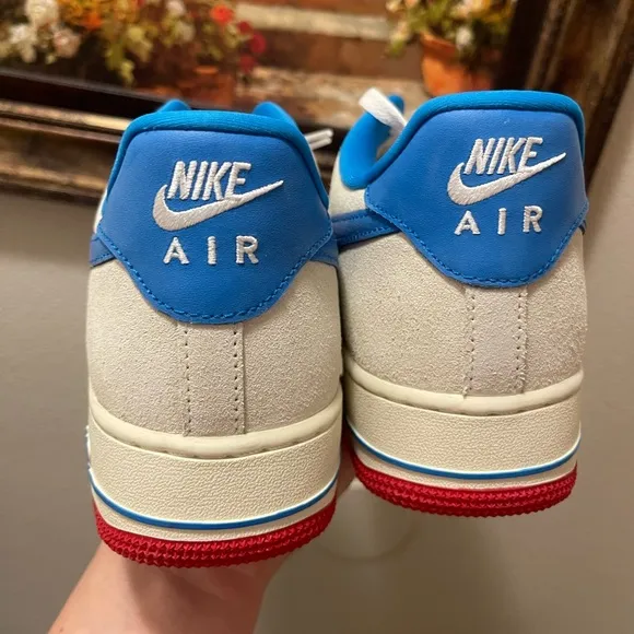 Nike Air Force 1 Sneakers with Blue and Red Accents