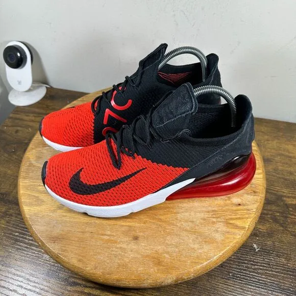 Nike Air Max 270 Flyknit Bred Red Mens Size 8 Shoes Sneakers AO1023-601