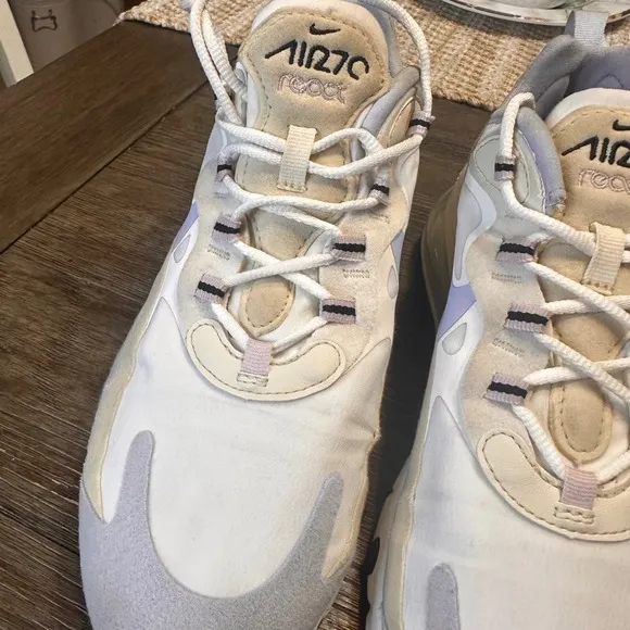 Nike Air Max 270 React Running Athletic Shoes White Fossil Summit CT1287-100 S 9