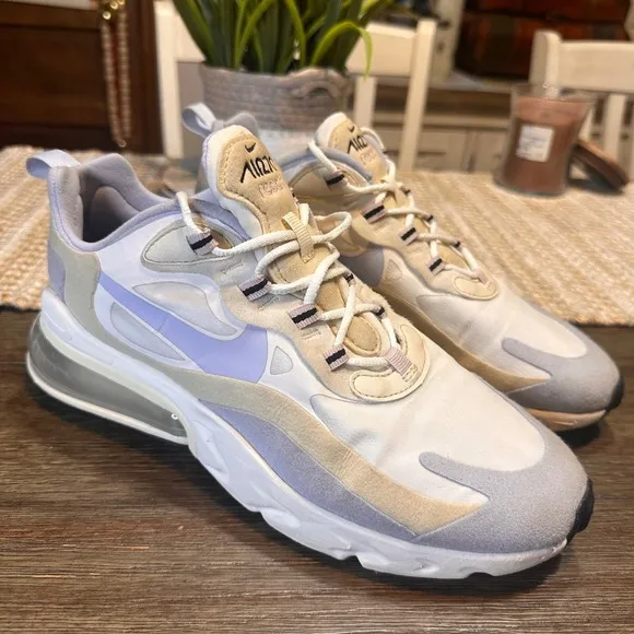 Nike Air Max 270 React Running Athletic Shoes White Fossil Summit CT1287-100 S 9