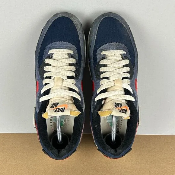 Nike Air Max 90 SE Running Club Deep Royal Athletic Shoes Mens 8.5 Blue Red