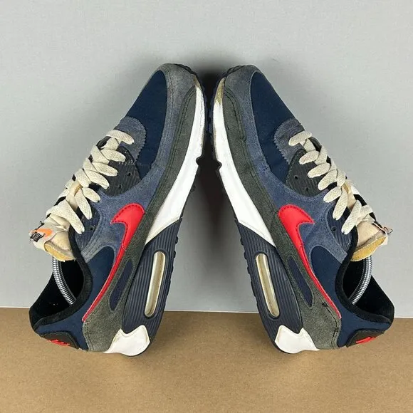 Nike Air Max 90 SE Running Club Deep Royal Athletic Shoes Mens 8.5 Blue Red