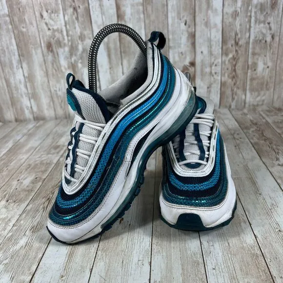 Nike Air Max 97 Athletic Sneaker Blue White Gradient Wave‎ Design 4.5Y Womens 6