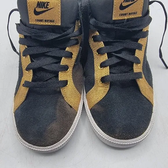 Nike Court Royale Womens Size 8.5 Black Gold Sneaker Shoes Casual AJ7731-006