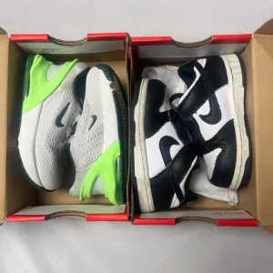 Nike Dunk Low &amp; Air Max 270 Go Toddler Sneakers Bundle - Black White Green 6C