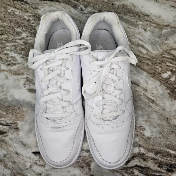 Nike Ebernon Low Men 12 Basketball Shoe Triple White Athletic Sneaker AQ1779