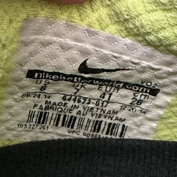 Nike Fingertrap Max Men’s size 8 Black Volt Cushion Running Walking Shoes 644673