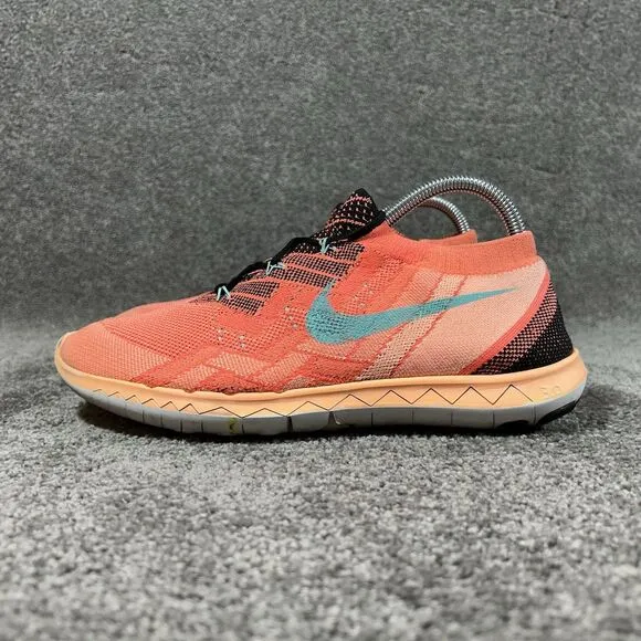 Nike Free 3.0 Flyknit Athletic Running Shoes Orange 718420-008 Women's Size 9.5