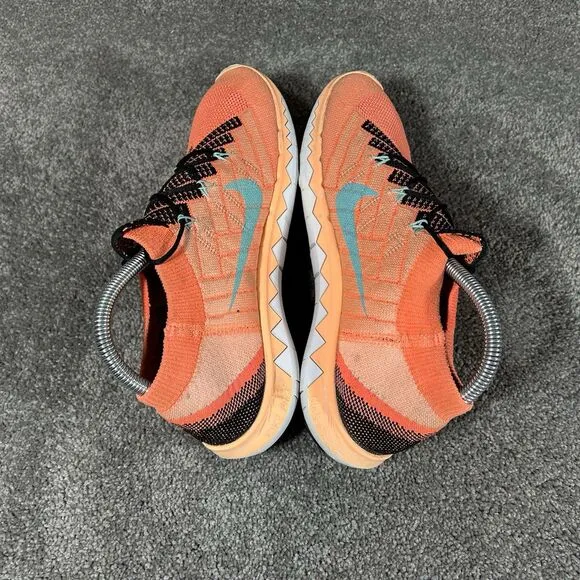 Nike Free 3.0 Flyknit Athletic Running Shoes Orange 718420-008 Women's Size 9.5