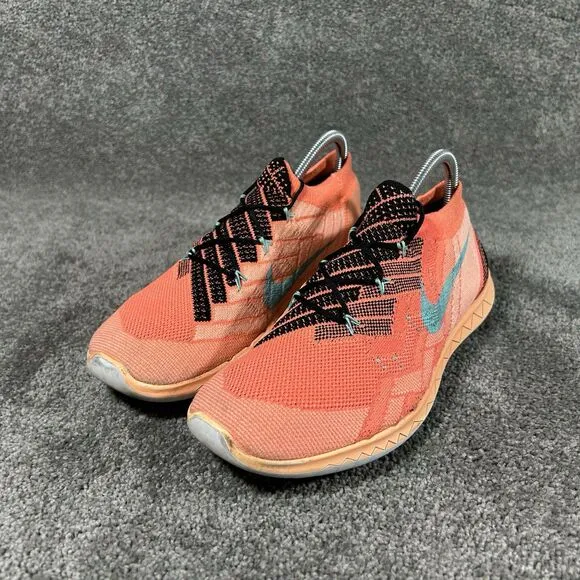 Nike Free 3.0 Flyknit Athletic Running Shoes Orange 718420-008 Women's Size 9.5