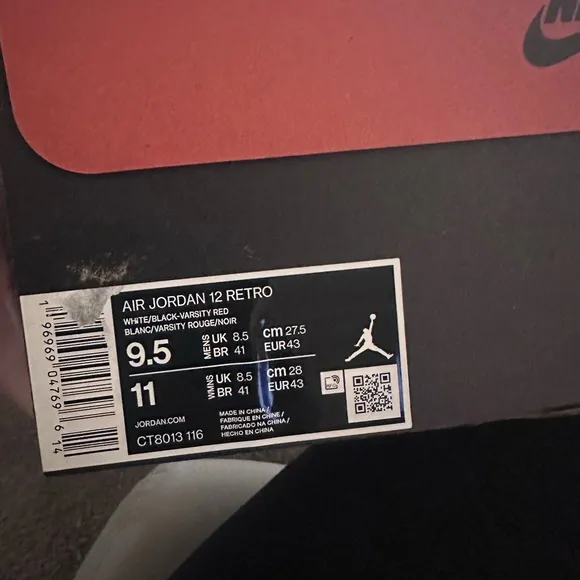 Nike Jordan 12 Retro men’s hightops.