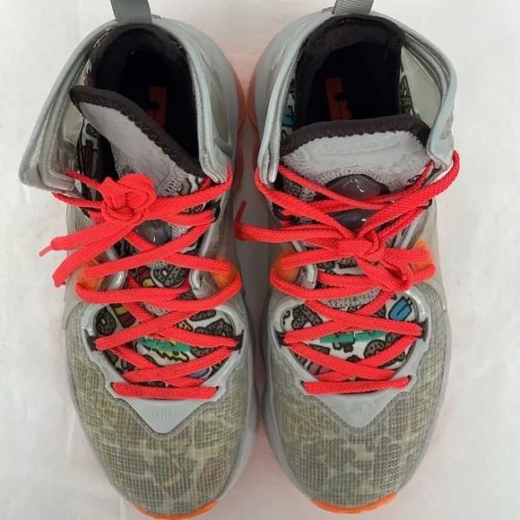 NIKE LEBRON 19 FAST FOOD SIZE 5 YOUTH Kids Gray and Orange Athletic Shoes