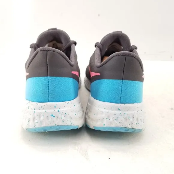 Nike Revolution 5 Shoes Womens 8 Gray Blue Athletic Running Walking Lace Up