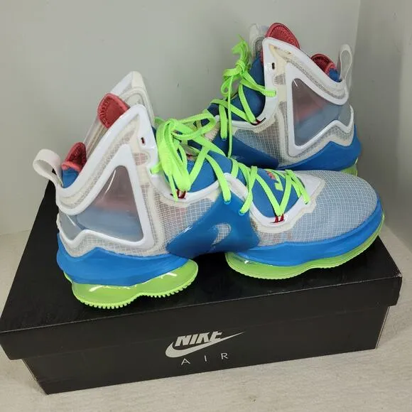 Nike Shoes Mens Sz 12 LeBron XIX 19 GS Dutch Blue Lime Glow Sneakers DC9339-400
