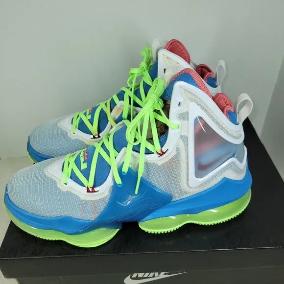 Nike Shoes Mens Sz 12 LeBron XIX 19 GS Dutch Blue Lime Glow Sneakers DC9339-400