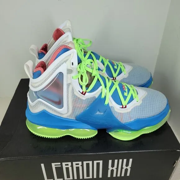 Nike Shoes Mens Sz 12 LeBron XIX 19 GS Dutch Blue Lime Glow Sneakers DC9339-400