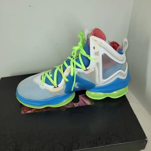 Nike Shoes Mens Sz 12 LeBron XIX 19 GS Dutch Blue Lime Glow Sneakers DC9339-400