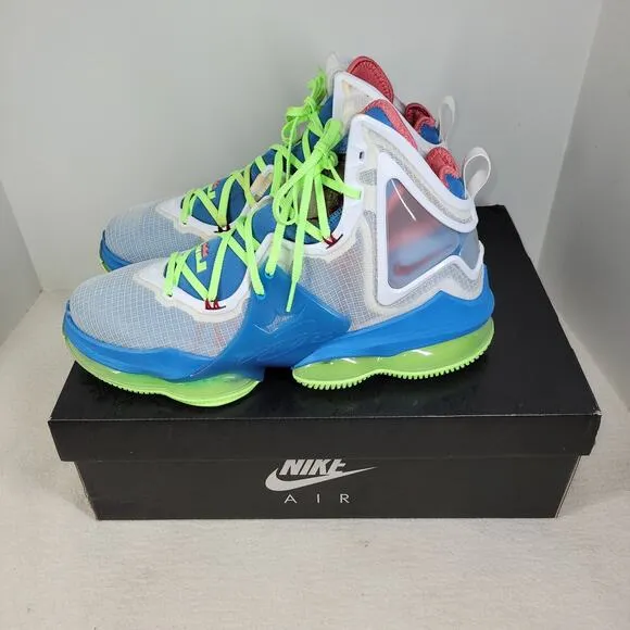 Nike Shoes Mens Sz 12 LeBron XIX 19 GS Dutch Blue Lime Glow Sneakers DC9339-400