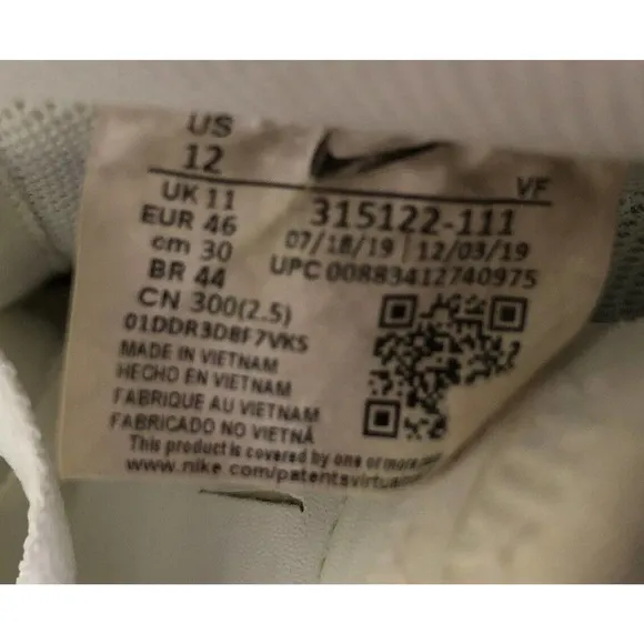 Nike White Air Force 1 ’07 315122-111 Mens Size 12 Sneakers Shoes Low