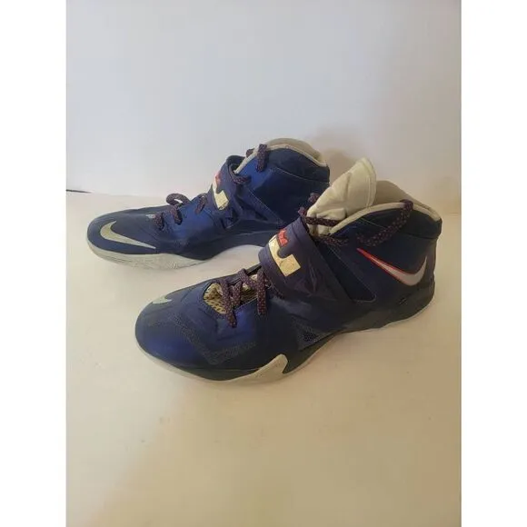 Nike Zoom Lebron Soldier 7 Men's Blue Platinum Basketball Shoes Size 12