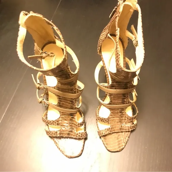 Nine West Snake Embossed Gladiator-style Sandals - Women 8