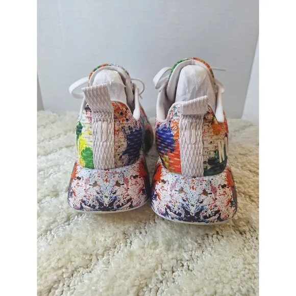 NOBULL Mesh Sneakers Men's 7.5 White Splatter Coloful Athletic Running Shoes