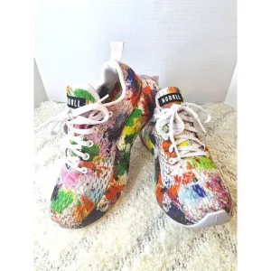 NOBULL Mesh Sneakers Men's 7.5 White Splatter Coloful Athletic Running Shoes