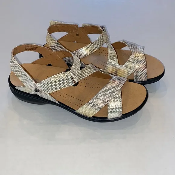 NWOB Revere Zanzibar Metallic Gold Sandals