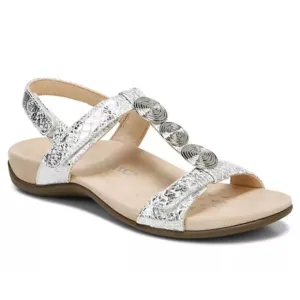 NWOB Vionic Farra Silver Snake Print Adjustable Comfort Sandals Women's Size 9.5