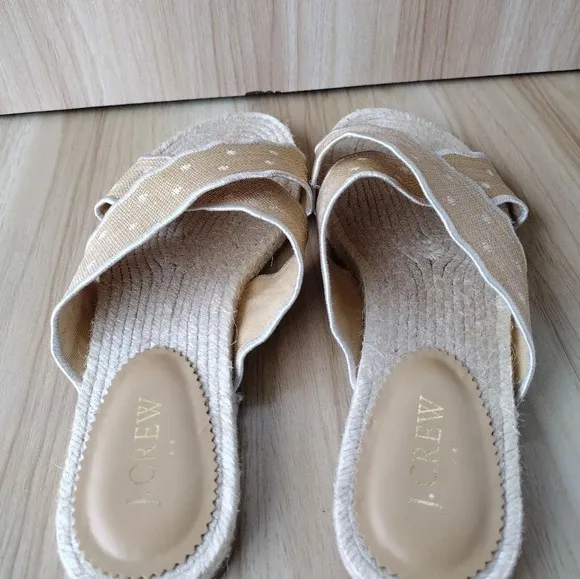 NWOT J. Crew Scalloped polka-dot slide sandals 8