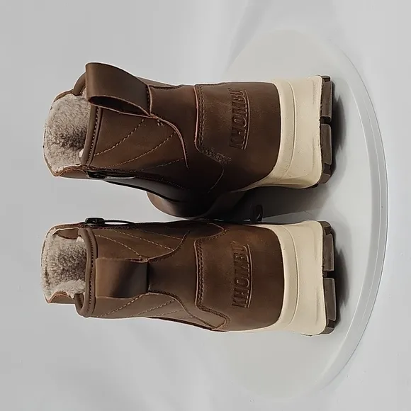 NWOT Khombu Sienna All Weather Snow Boot Zip Memory Foam Leather Suede Brown 8