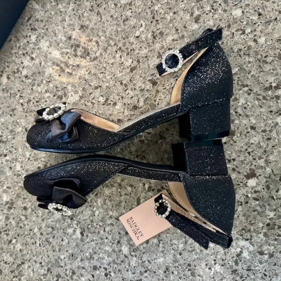 NWT Badgley Mischka Girls' Glittery Low Block Heel Dress Shoes - Size 12C ✨👠