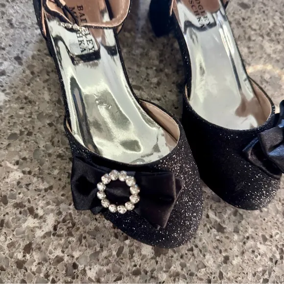 NWT Badgley Mischka Girls' Glittery Low Block Heel Dress Shoes - Size 12C ✨👠