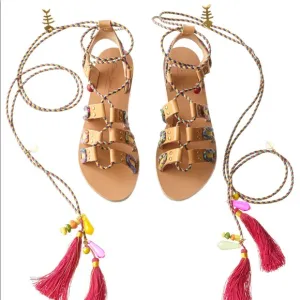 NWT Elian Linardaki Lace Up Sandals!
