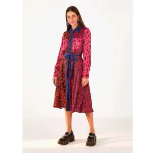 NWT FARM RIO Mixed Leopard Pop Lenzing Ecovero Viscose Midi Dress