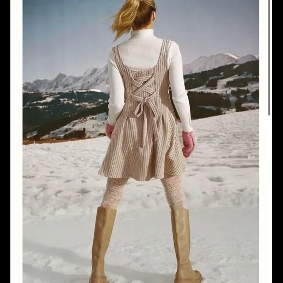 NWT Anthropologie Maeve Jacquard Mini Dress Tan Large