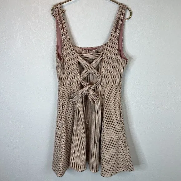 NWT Anthropologie Maeve Jacquard Mini Dress Tan Large