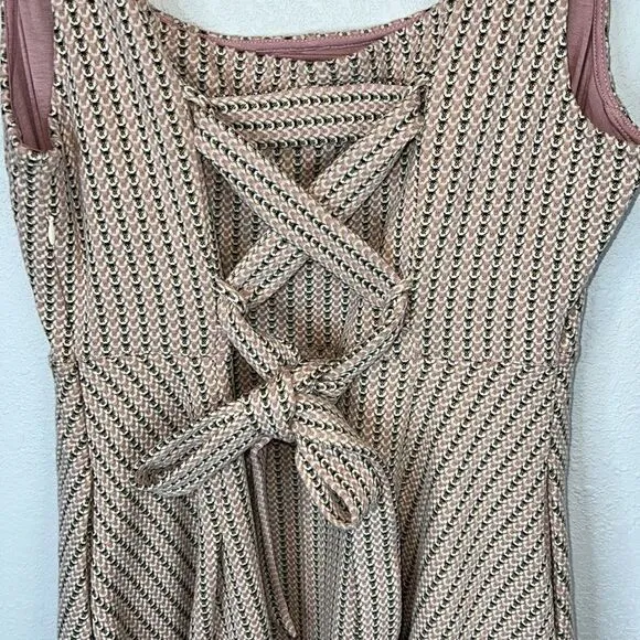 NWT Anthropologie Maeve Jacquard Mini Dress Tan Large