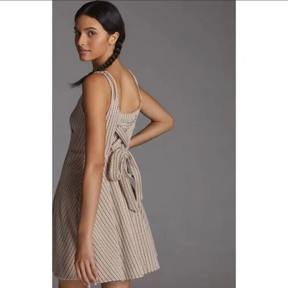 NWT Anthropologie Maeve Jacquard Mini Dress Tan Large