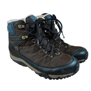 Oboz Juniper Mid Waterproof Hiking Boots 9.5 Women's BDry Brown Blue Knit Lined
