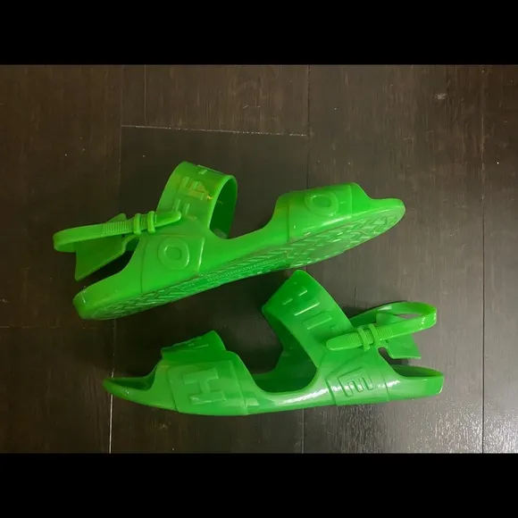 Off-White Zip Tie Jelly Sandals In Green