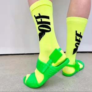 Off-White Zip Tie Jelly Sandals In Green